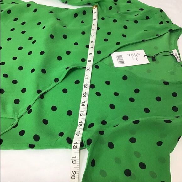 Ganni Dainty Georgette Wrap Tie Waist Emerald Green Wrap Blouse New Size 38 - Picture 7 of 10